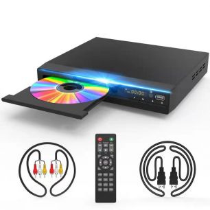 DVD Player for TV, All Region Free DVD CD Discs Player with HDMI & AV Output (HDMI & AV Cable Included)